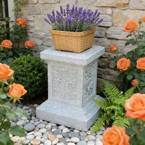 15 Inches Tall Large Garden Pedestal Standing Classic Statuary Stand Outdoor Base Suitable for Plants and Statues Garden or Home Resin Statuary Pedestal Valentines Day Decorations