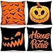 Federa per cuscino per Halloween, motivo zucca, pipistrello, hocus, pocus, federa per cuscino in lino, per casa, ufficio, Halloween, divano, letto, 45,7 x 45,7 cm (4 pezzi)