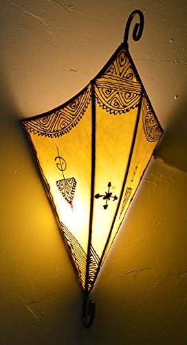 Henna Lamps & Sconces Moroccan Handmade Goat Leather Sconce Henna Tattoo Shade Yellow