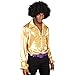Produktbild L (50/52)  Deluxe Gold Shirt Erwachsene Herren 60er 1970er Jahre Disco Fever Rüschen Stil seidig Rüschen Top Night Fever Kostüm