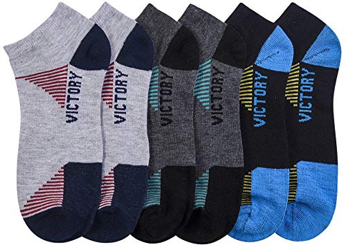 Image of ToBeInStyle Pack of 6 Printed & Solid Low Cut Ankle Socks - Kid's & Adults