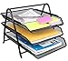 Greenco 3-Tier Mesh Letter Tray Desk Organizer - Document, Paper Holder for Office - Black