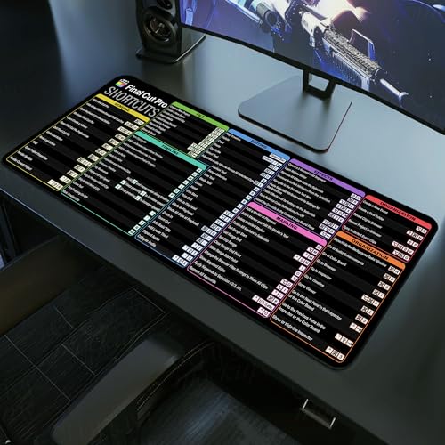 Image of Final Cut Pro Shortcuts Cheat Sheet Mouse Mat KMH Mouse Pad for Mac Users Editors Creators, Large Desk Mat, Producer Mousepad, Essential Computer Accessories for Study, Work, and Reference Purposes