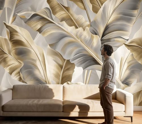 PYFFYP-Golden Banana Leaf Peel and Stick Wallpaper murals for Bedroom by PYFFYP - Image 2