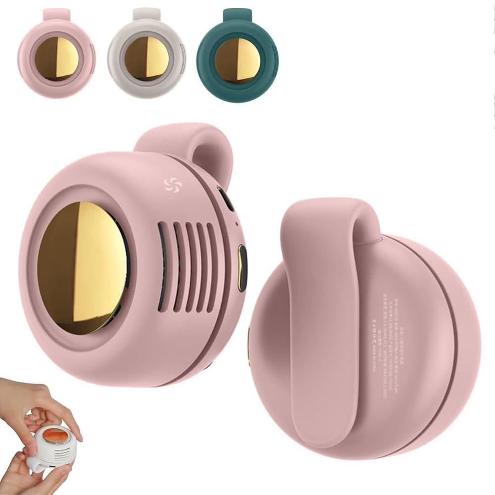 YSINOBEAR Clip On Waist & Neck Fan,Small Clip Fan,Portable Silent Mini Bladeless Whirlwind for Waist Clip,Ultra-Quiet 3-Speed Cooling Fan for Outdoorr/Travel/Office/Shirt (Pink)