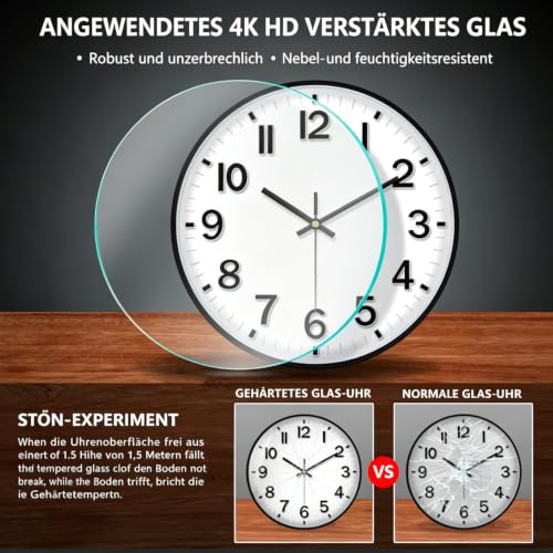 Image of Modern Wall Clock, 10 Inch Digital Wall Clocks Battery Operated, Round Non Ticking Silent Analog Clock for Bedroom Living Room Kitchen Office Gym Classroom Decor,Black Battery Clock
