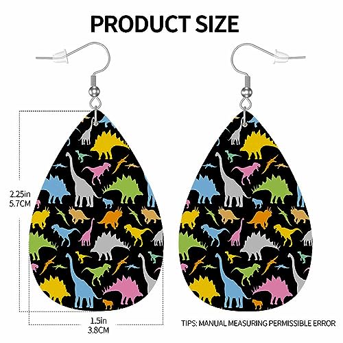 Swono Sunflowers on Navy Leather Earrings Ditsy Decorative Floral Design and Foliage Flowers Buds Leaf Vintage Hand Drawn Star Faux Leather Earring Lightweight Dangle Drop Earrings for Women2