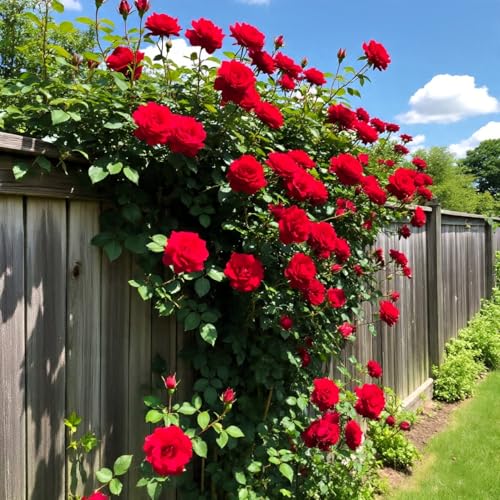 Image of Climbing Rose Hybrid Seeds Pack - Large Flowers- 70 Easy-to-Grow Seeds for Vibrant Blooms, Suitable for All Indian Climates (RED)