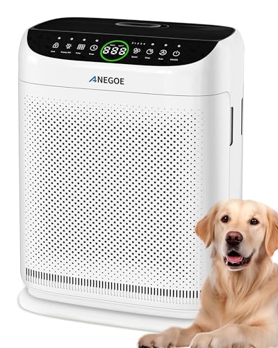 Image of Air Purifiers for Home Large Room Up to 2500 Ft² With Double Air Intake,Washable Pre-Filters, AnEgoe Pet Air Purifier for Bedroom With Remote Control,HEPA Air Cleaner for Dust, Pets,White