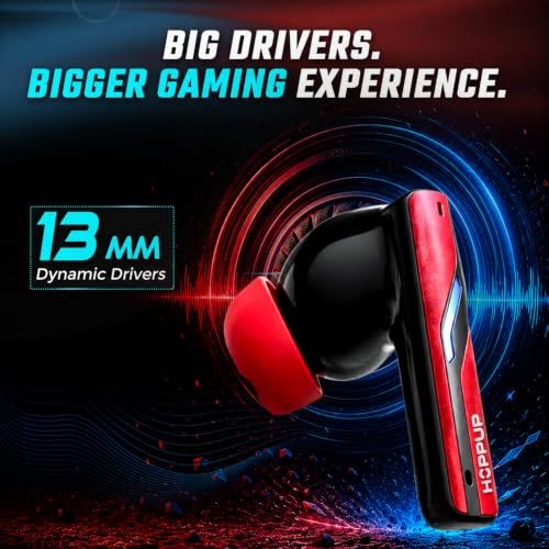 Image of HOPPUP Stryke S1 Gaming Earbuds, 35ms Low Latency, Bluetooth v6.0, 13mm Drivers, 60H Playtime, RGB LED, Type-C Fast Charging, TWS Wireless Earphones with Mic