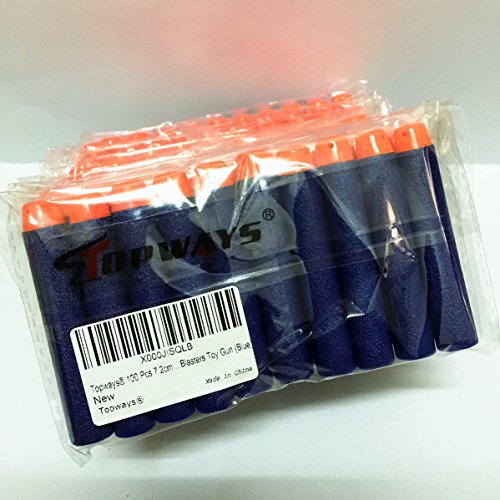 TOPWAYS® 100 Pcs 7.2cm Foam Dart Refill Bullet Strike Elite für Nerf Pfeile Pistole Gun Nerf N-Strike Elite Series Darts Blasters Spielzeugpistole (blau 100 Stück)