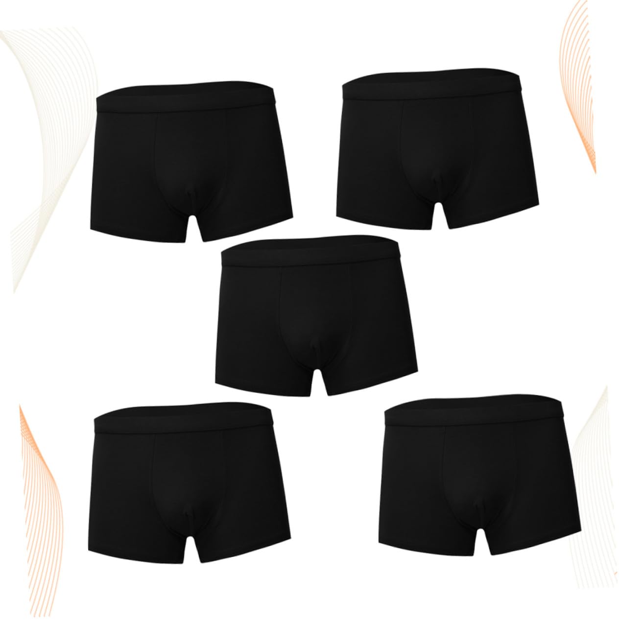 HEMOTON 5piezas Calzoncillos de Hombre Pack Algodón Puro Transpirable Elástico Talla Negros para Uso Diario
