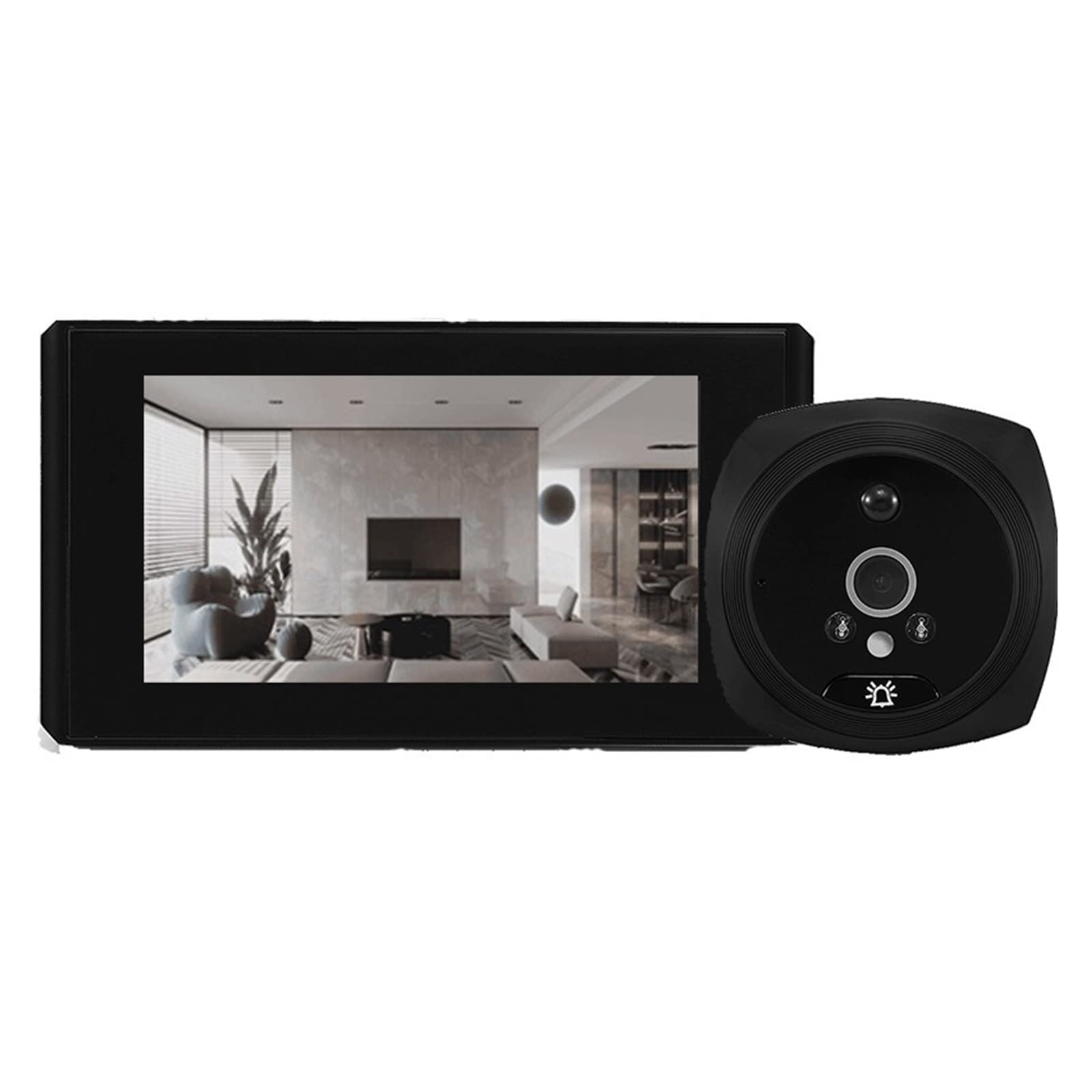 Telecamera per campanello wireless Spioncino video Telecamera spioncino Rilevazione movimento Monitor Campanello digitale Campanello Video-occhio Sicurezza Registrazione vocale per Case, Appartamenti,