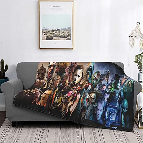 Horror Blanket, Scary Film Blanket with Horror Items for Boys Ladies Adults Horror Throw Blanket Lovers Tenting Out of doors Blankets for Adults Children(Horror Blanket, 80″x60″)