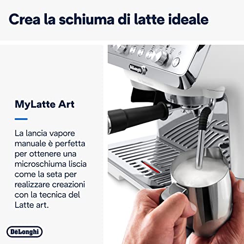 De'Longhi LA SPECIALISTA ARTE EC9155.W Macchina da caffè Manuale, 3 Ricette Preimpostate, Controllo Attivo della Temperatura, 8 Livelli di Macinazione, Lancia MyLatte Art, incluso KIT BARISTA, Bianco - immagine 6
