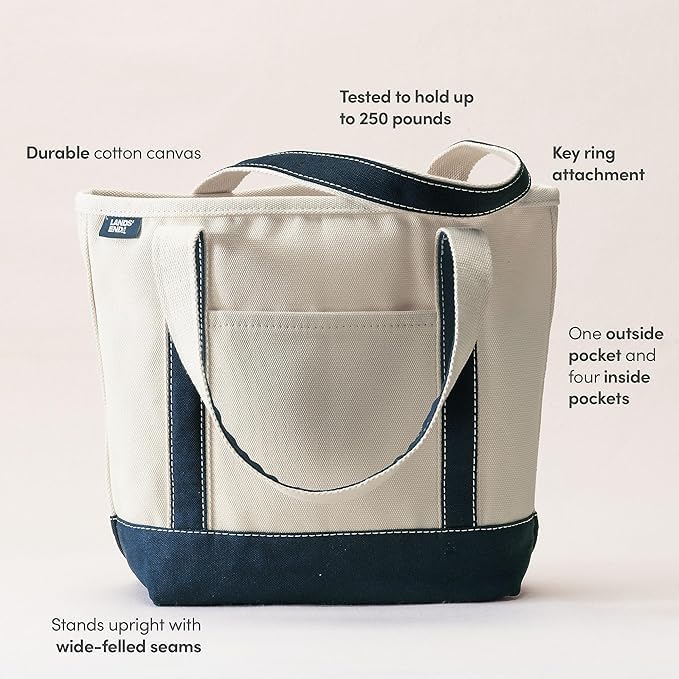 lands39 end open top canvas tote bag