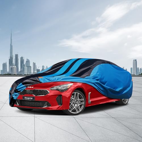 Image of Kaugung Car Cover Waterproof Custom Fit Kia Stinger(2017-2025), Full Exterior Cover for Automobiles Lightweight Resistant Outdoor Sun UV Rain Dust Snow Wind Protection.