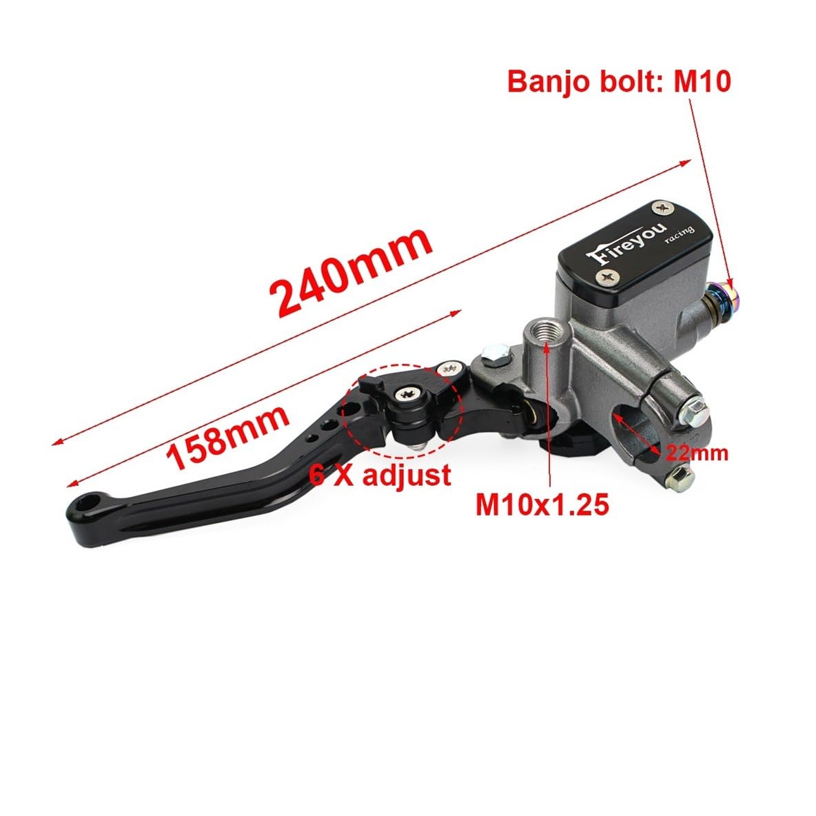 Palanca Freno Palanca De Embrague Hidráulica para Moto De 14mm, Cilindro Maestro De Freno De Mano Derecha, Palanca De Bomba Universal De 22mm para Bicicleta De Calle