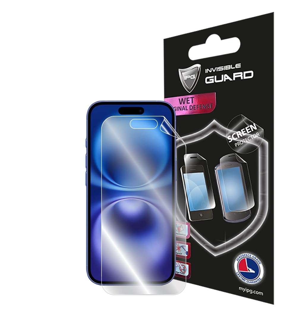 IPG Made for iPhone 16 Hydrogel Screen Protector Invisible Touch Screen Sensitive Ultra HD Clear Film Anti Scratch Skin Guard - Smooth/Self-Healing/Bubble -Free for iPh16SC