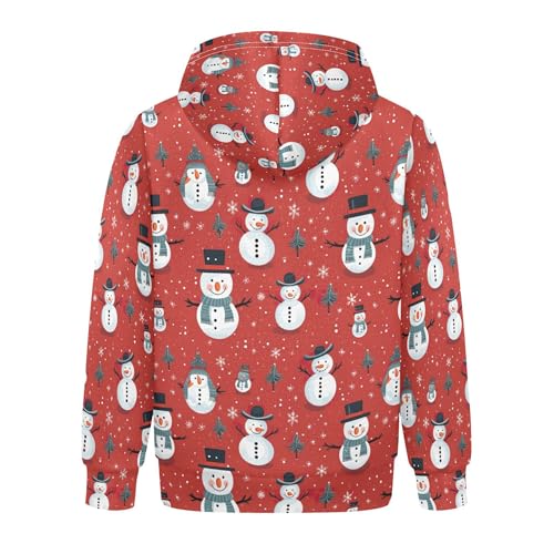 Kids Hoodies Sweaters Christmas Xmas Snowman Hooded Sweatshirts with Big Pockets for Boys Girls B04003412