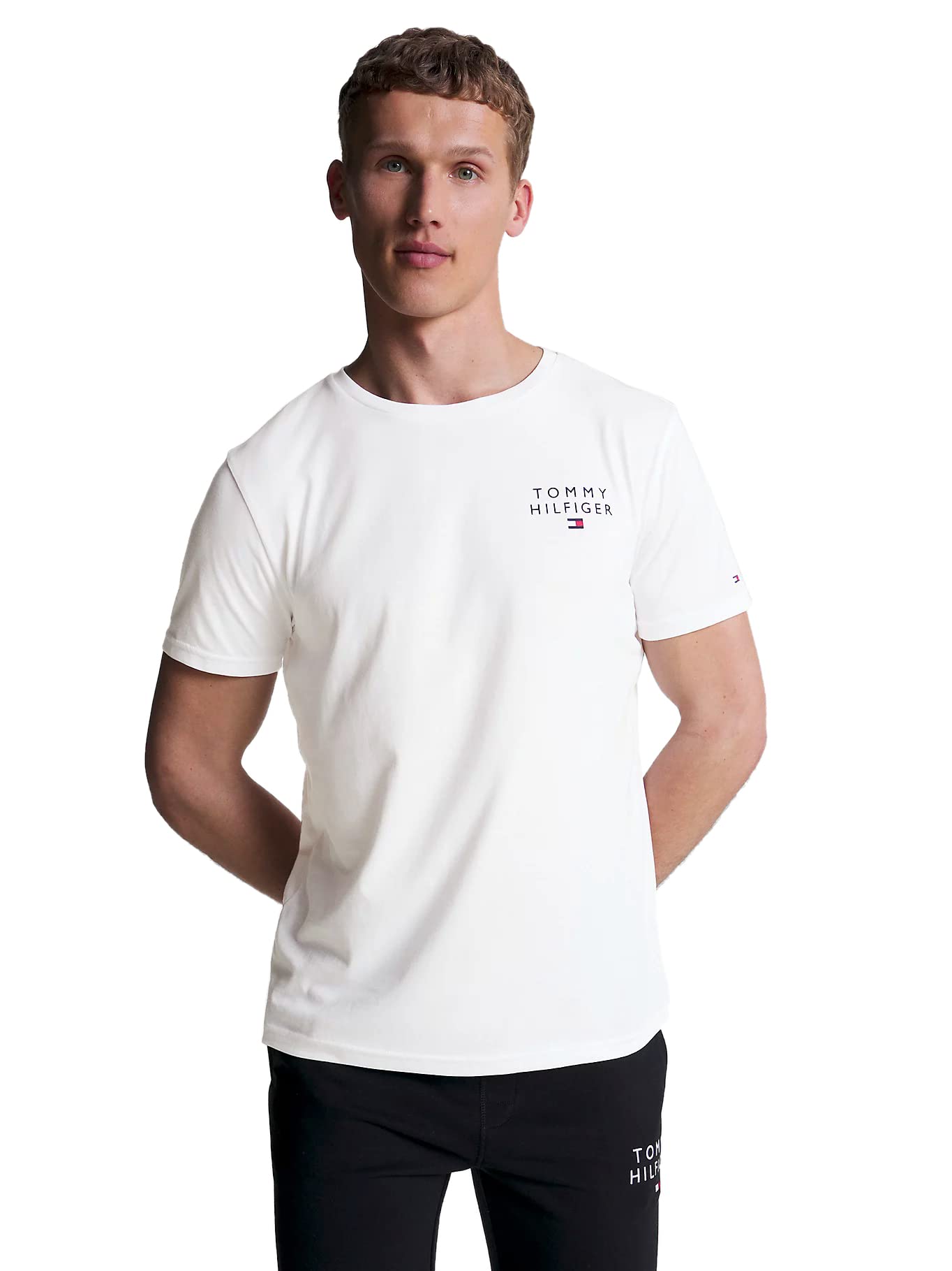 Tommy Hilfiger Men's Short Sleeve Round Neck T-Shirt, White (White), S