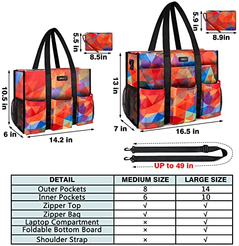 Image of IBFUN Utility Tote Bag with 24 Pockets, Large Teacher Tote for Women with Laptop Compartment, Travel Tote Bag with Zip Top