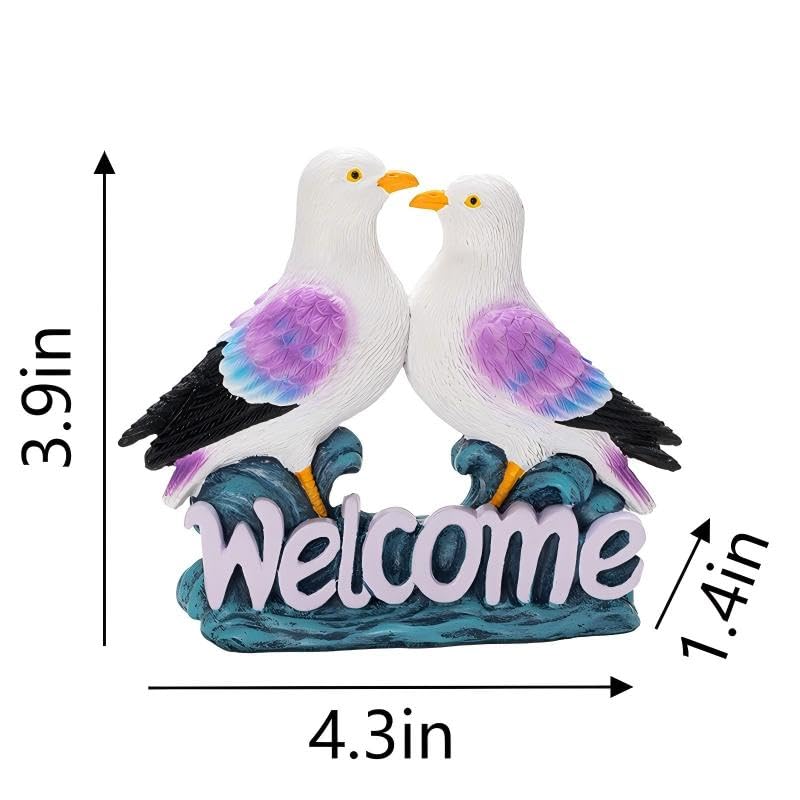 Mini estatua pareja de gaviotas para decoración miniatura 2