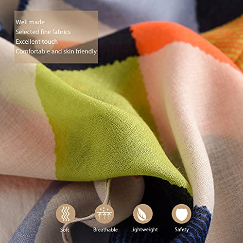Spring Women Girl Scarf Soft Thin Cotton Scarf Mixed Colors Geometric Letter Pattern Fashion Warm Shawl Wrap2