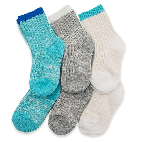 INOBAY Baby Boys Girls Socks - 6 Pairs Toddler Thick Warm Seamless Chunky Knit Cotton Kid Cotton Crew Socks (US Age 1 Year 3 Years Blue)