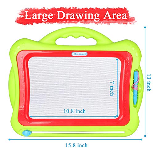 pozzolanas Magnetic Drawing Board for Kids and Toddlers, Doodle Board Writing Painting Pad Comes with a 4-Color, Travel Game Birthday Present for Toddler - Thumbnail 2
