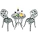 Costway Ensemble Table de Bistrot Table et 2 Chaises pour Jardin en Fonte Aluminium Forme de Rose Style Antique Résistant aux Intempéries pour Terrasse/Cour Intérieure/Jardin (Vert)