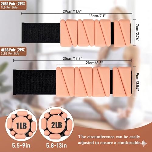 Image of Bodylastics Adjustable Ankle & Wrist Weights 2 lb Pair (1 lb Each) - Silicone, Sweat-Resistant for Arms & Legs - Perfect for Jogging, Walking, Physiotherapy, Cardio, Yoga & Strength Training