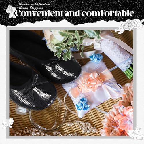 12 Pairs Sequin Foldable Wedding Flats Bulk Bridesmaid Glitter Ballet Slippers with Pouch Bridal Shower Party Dancing Shoes for Women Guests Bridesmaids4