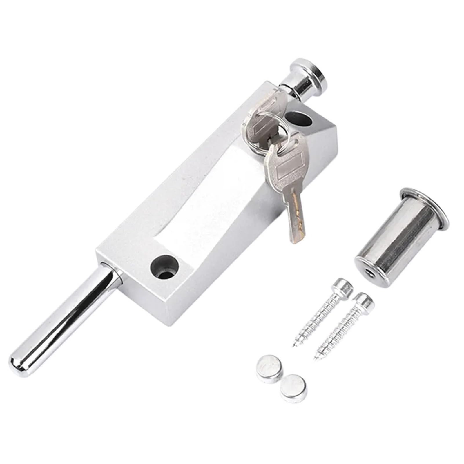 Door Latch Lock Aluminum Alloy Bolt Safety with Screws and 2 Keys Multi-Purpose Household Hardware for Door(Matte Silver)