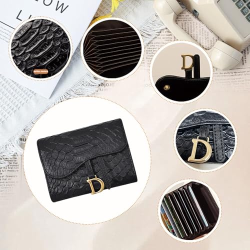 Womens Leather Wallet Credit Card Holder Rfid Blocking Coin Purse Business Card Holder Small Wallet for Women Compact Wallet（black）3