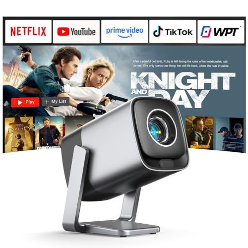 Image of [Compatible with Netflix & TOF Real-time Focus] Mini Projector with WiFi and Bluetooth, XuanPad 1800 ANSI Smart Projector 4K Support, Dolby Audio & Keystone, 210° Rotatable Stand for Home
