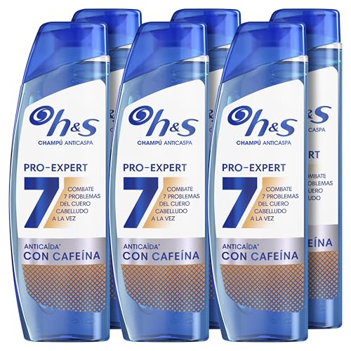 H&S Champú Anticaspa Pro-Expert 7 Defensa Caída de Pelo con Cafeína 300ml. Combate 7 Problemas del Cuero Cabelludo para Protección Completa Pack de 6