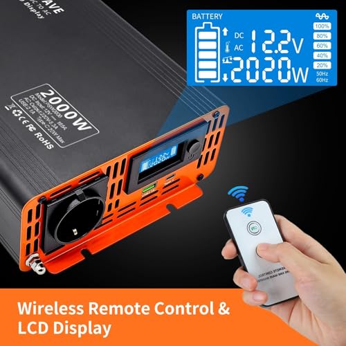 Onduleur de puissance 2000W résout les coupures de courant via conversion 24V 220V