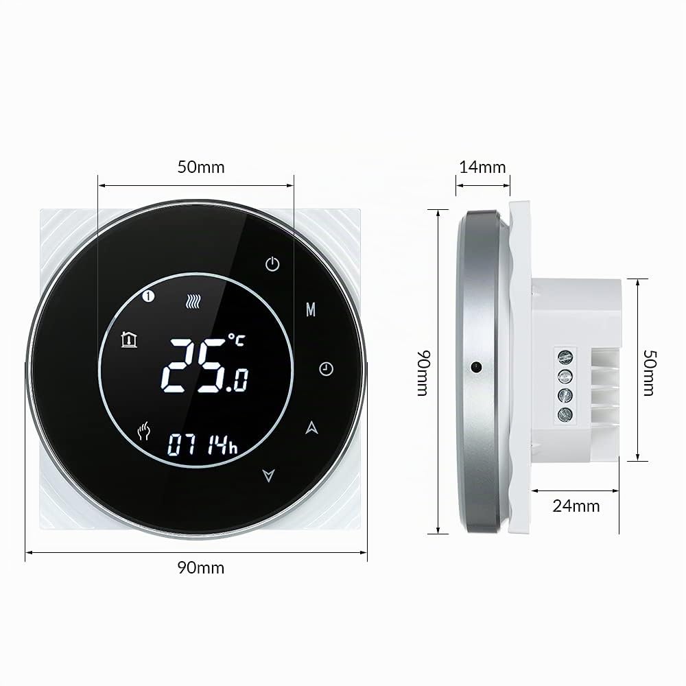 Decdeal Wi-FI Thermostat Programmable Thermostat d'Ambiance Intelligent sans Fil avec Écran LCD Tactile - Noir