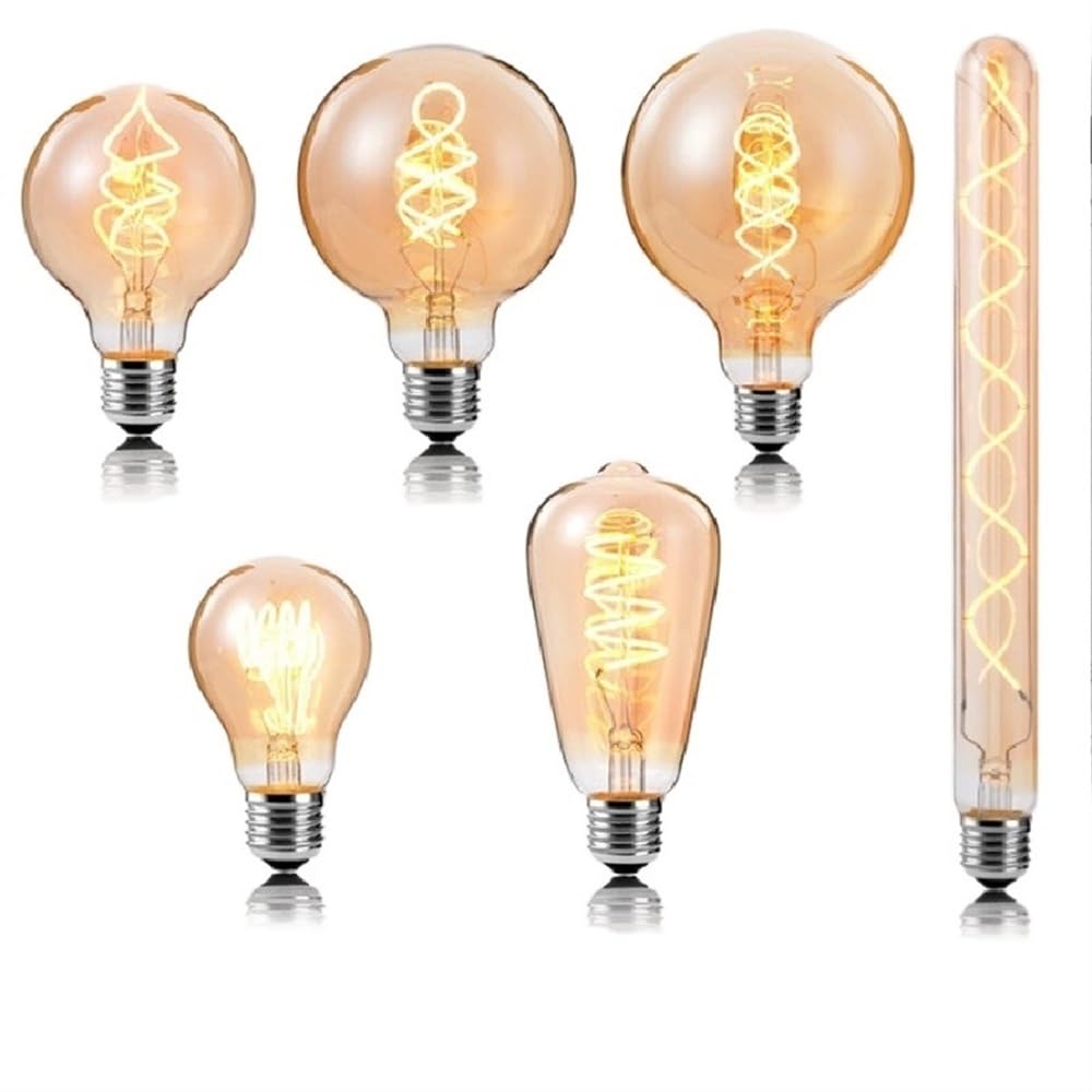YSJX lighting, Paquete de 10, lámpara LED de filamento flexible 4W 2200K AC220V bombilla de filamento Vintage fuente de luz de bombilla Edison Bombillas para el hogar(A60)
