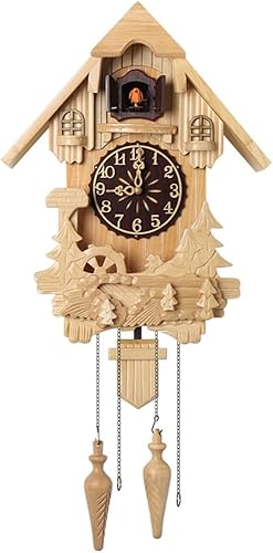 VEZCOS Reloj de cuco para pared de chalet de cuco reloj de pared con modo nocturno reloj de pájaro que canta por hora para decoración del hogar