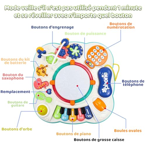 Jouet Bebe 1 an - Table Activité Bébé 6 en 1 Jouet Enfant Jeux Bebe 1 2 3 Ans Fille Garçon Table d'Activité Musicale Bebe Jouet Eveil Éducatif Cadeau pour Noel Enfant – Image 3