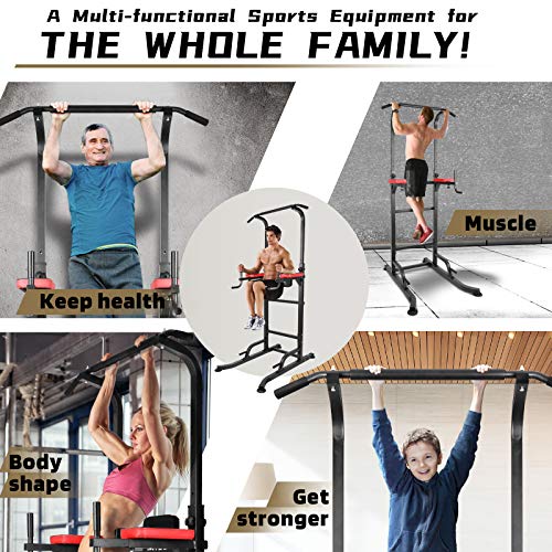 INTEY Power Tower Workout Dip Station Pull Up Bar for Home Gym Strength Training Fitness Equipment 2020 Newer Version