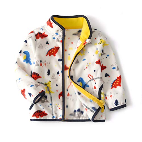 Feidoog Polar Fleece Jackets Coats Baby Boys Girls Zipper Lightweight Long Sleeve Jacket for Spring Autumn,White Dinosaur,3-4T Feidoog Polar Fleece Jackets Coats Baby Boys Girls Zipper Lightweight Long Sleeve Jacket for Spring Autumn,White Dinosaur,3-4T
