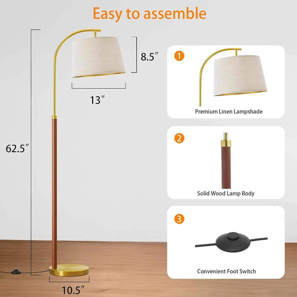 Lampa podłogowa z funkcją ściemniania, wysoka lampa stojąca z beżowym kloszem i ciężką podstawą, 3 temperatury barwowe, idealna do sypialni, biura, kącika do czytania, dekoracja przedszkola