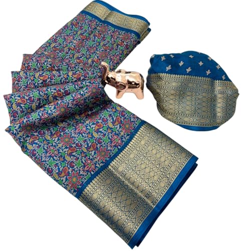 Image of Kashmiri Print Tussar Silk Saree for Women with Unstitched Blouse Piece for All Occasions