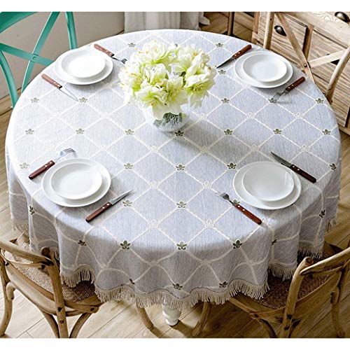 Nappe ronde à gros pompon américain lavable pour protéger la table à manger
