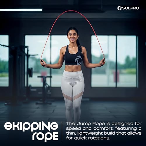 Image of Solpro Aero Adjustable Jump Rope Skipping Rope for men, women, kids, boys, girls | Unisex, Tangle-Free, Durable, Ideal for fitness, cardio, agility & home workouts
