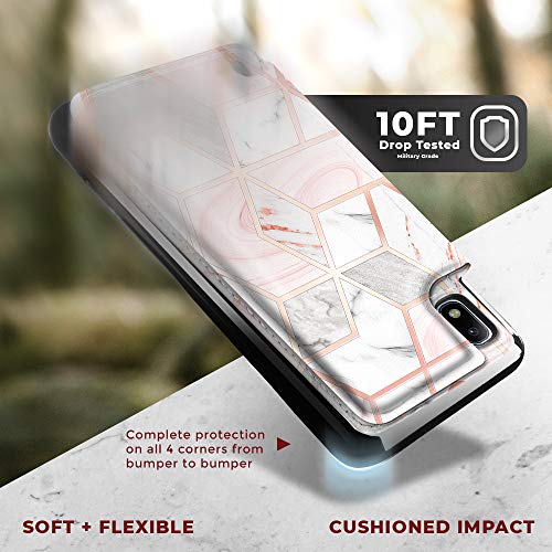 Shields Up For Samsung Galaxy A10/M10 Wallet Case With Card Holder/Slots, Premium Pu Leather Kickstand Case, Double Magnetic Clasp Protective Flip Cover For Samsung Galaxy A10 - Marble #TOP4
