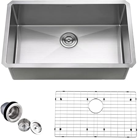 APPASO 32-Inch Single Bowl Kitchen Sink Undermount, 16-Gauge Stainless  Steel 10-Inch Deep Commercial Handmade Large Drop-in Kitchen Sink, HS3219